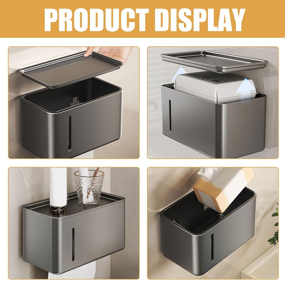 ATORSE Kotak Tisu Kamar Mandi Aluminium Waterproof Hole Free - Y-24 Gambar produk ATORSE Kotak Tisu Kamar Mandi Aluminium Waterproof Hole Free - Y-24