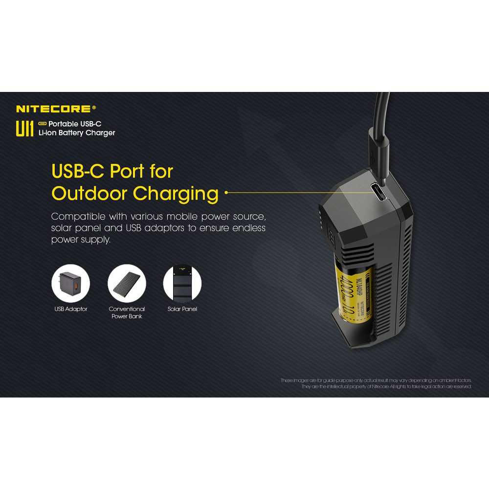 Gambar produk NITECORE Charger Baterai 1 Slot 18650 21700 Li-Ion IMR with LED Light - UI1