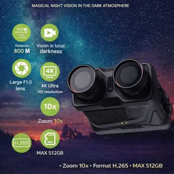 Xiyear Teropong Binocular IR Night Vision Video Recorder 10x Zoom 4K - NOO2