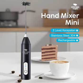 One Two Cups Hand Mixer Mini Pengocok Telur Kopi Milk Frother 300mAh - HMP10
