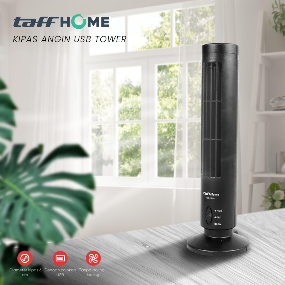 TaffHOME Kipas Angin USB Model Tower 2 Speed - YK-1208 Gambar produk TaffHOME Kipas Angin USB Model Tower 2 Speed - YK-1208