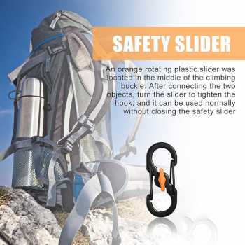 Gambar produk S-Biner Carabiner Metal Double Hook Spring Lock Gantungan Kunci 50kg - S1217