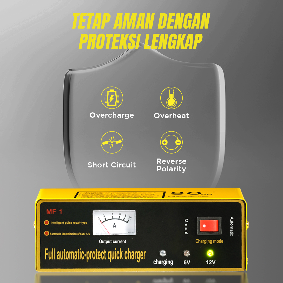 UrbanRoad Charger Aki Mobil Motor Intelligent Battery Charger 6V/12V - MF1 Gambar produk UrbanRoad Charger Aki Mobil Motor Intelligent Battery Charger 6V/12V - MF1