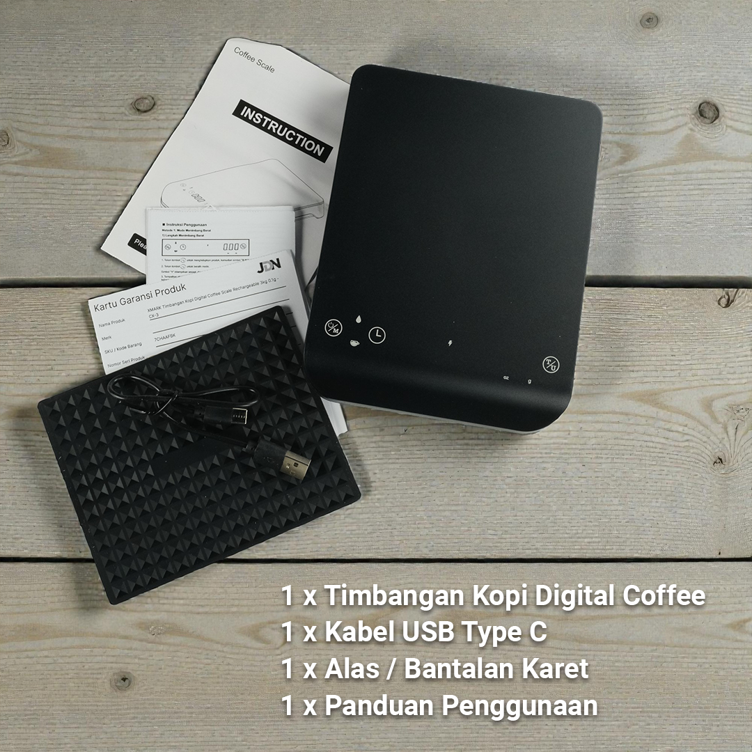 XMARK Timbangan Kopi Digital Coffee Scale Rechargeable 3kg 0.1g - CX-3 Gambar produk XMARK Timbangan Kopi Digital Coffee Scale Rechargeable 3kg 0.1g - CX-3