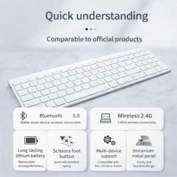 JOMAA Keyboard Dual Wireless Bluetooth 2.4G with Phone Stand Type C - MLD-580