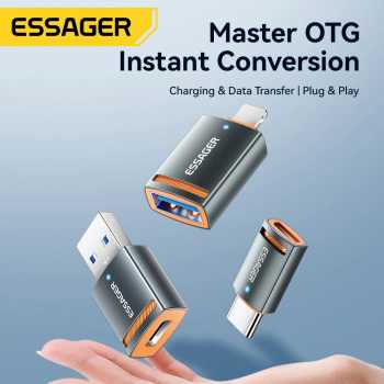 Gambar produk ESSAGER OTG Micro USB to Type C Adapter Converter Fast Charging 3A - EZJMC-LK0G-P