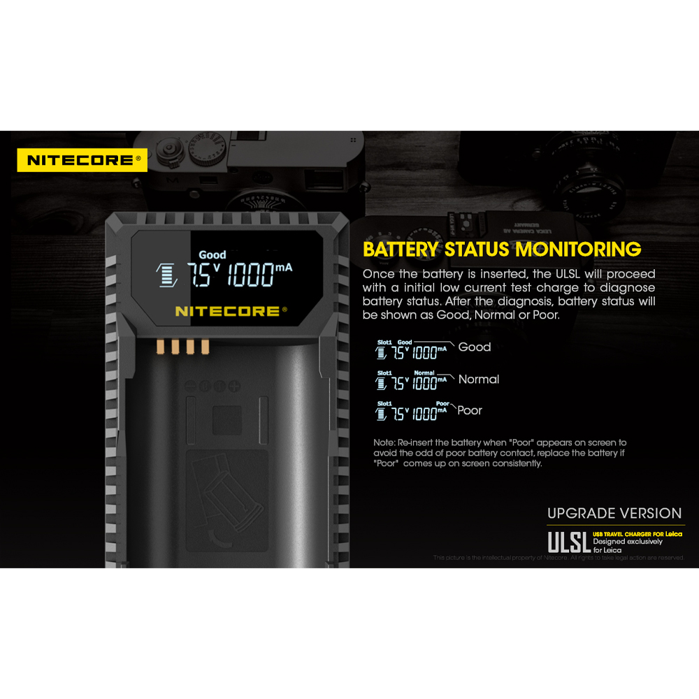 NITECORE Charger Baterai 2 Slot Leica BP-SCL4 QC Digital Display - ULSL Gambar produk NITECORE Charger Baterai 2 Slot Leica BP-SCL4 QC Digital Display - ULSL
