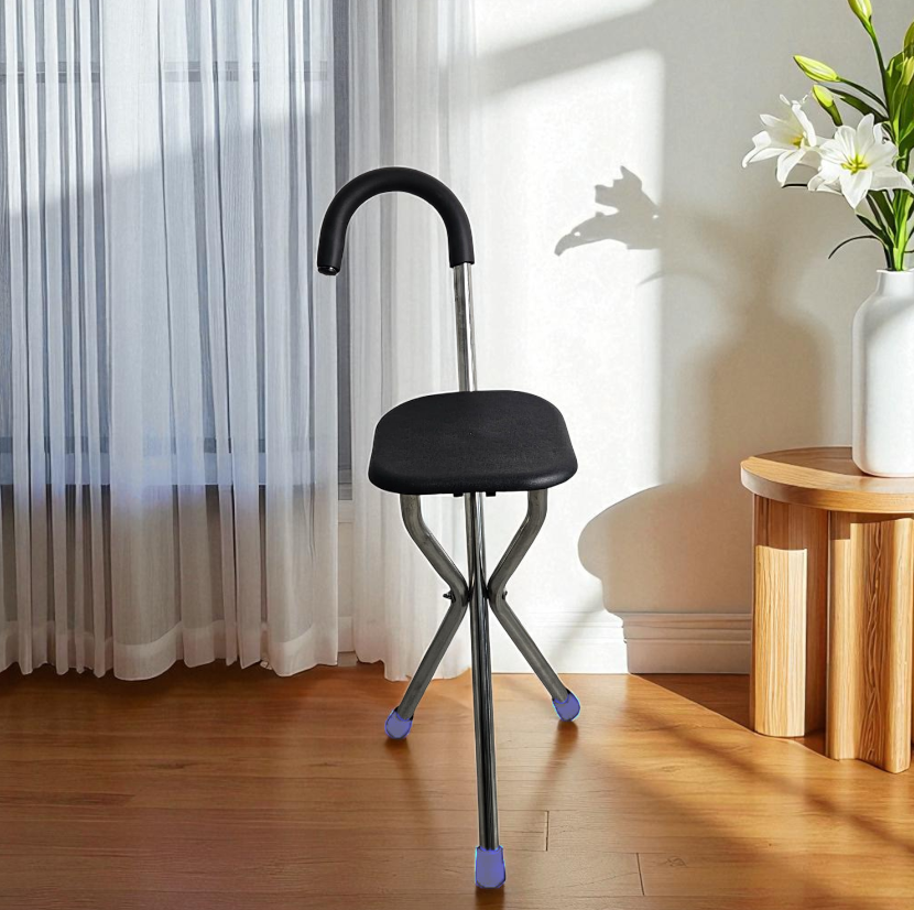 GAIWANZI Tongkat Jalan Kursi Lipat 2in1 Foldable Cane Chair Portable - GZD05 Gambar produk GAIWANZI Tongkat Jalan Kursi Lipat 2in1 Foldable Cane Chair Portable - GZD05