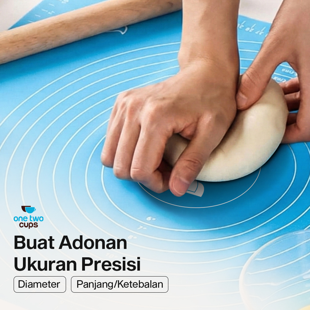 One Two Cups Alas Adonan Kue Fondant Silikon Baking Mat Anti Slip - JJ3873 Gambar produk One Two Cups Alas Adonan Kue Fondant Silikon Baking Mat Anti Slip - JJ3873