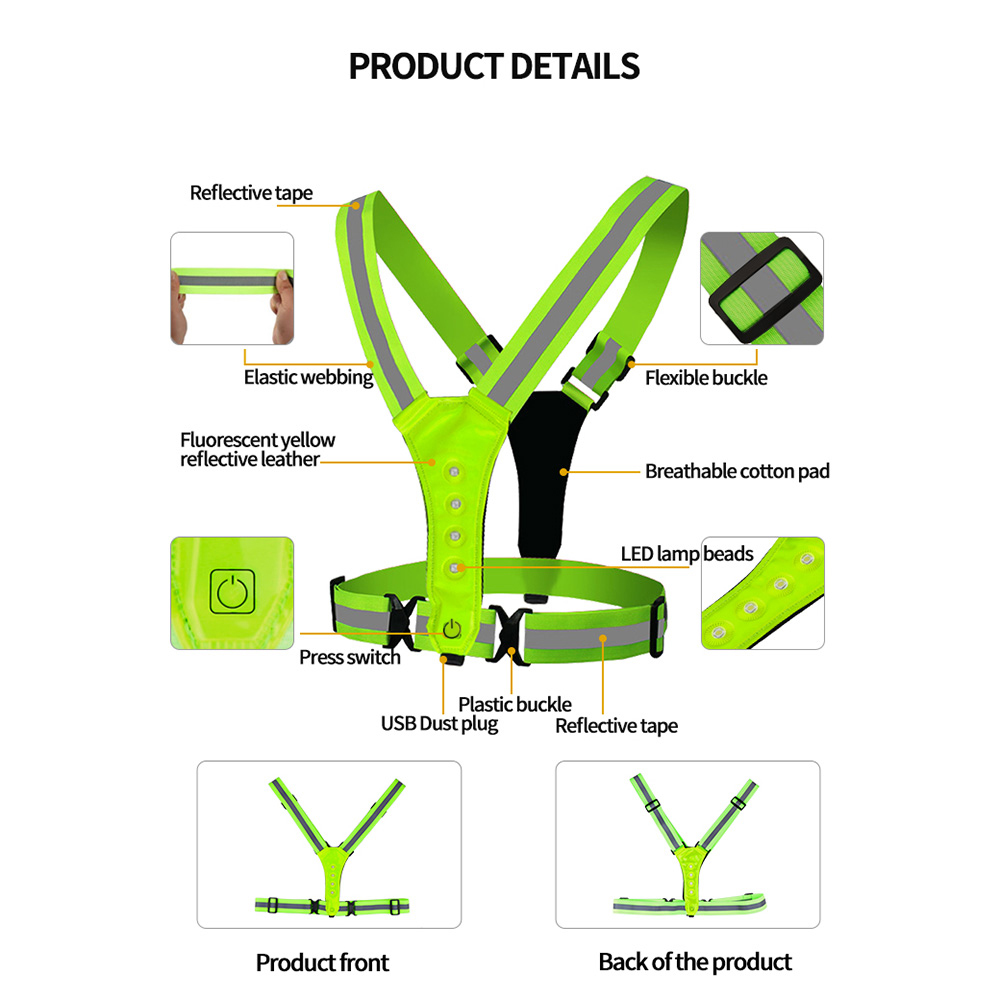 NOKIN Rompi Tali Reflektif Sabuk Keselamatan LED Reflective Vest - NK300 Gambar produk NOKIN Rompi Tali Reflektif Sabuk Keselamatan LED Reflective Vest - NK300