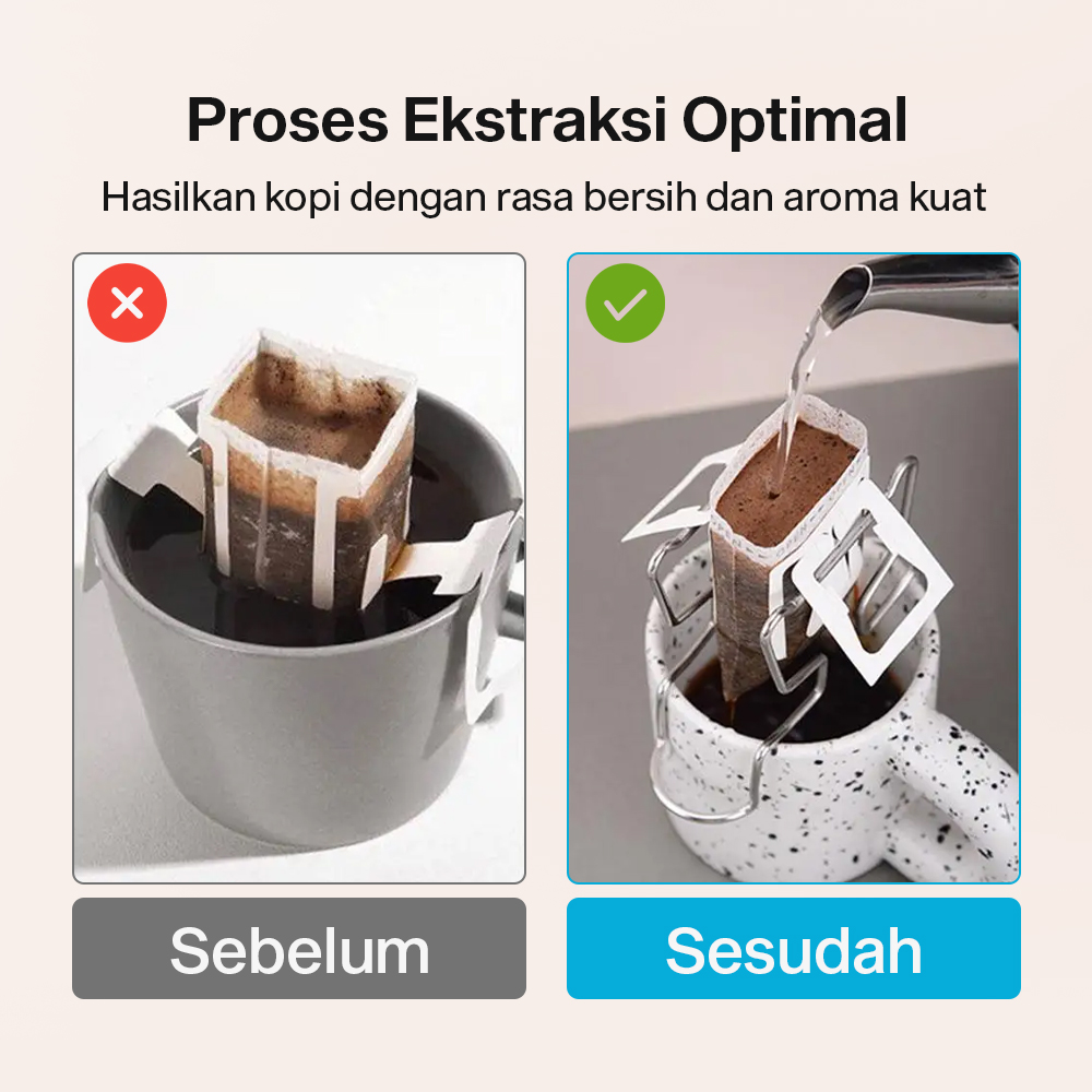 HOLDI Coffee Drip Bag Holder Kertas Penyaring Kopi Stainless Steel 304 - P-020 Gambar produk HOLDI Coffee Drip Bag Holder Kertas Penyaring Kopi Stainless Steel 304 - P-020