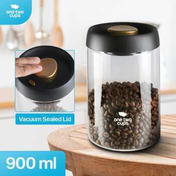 One Two Cups Toples Kaca Penyimpanan Biji Kopi Vacuum Sealed Lid - SE41