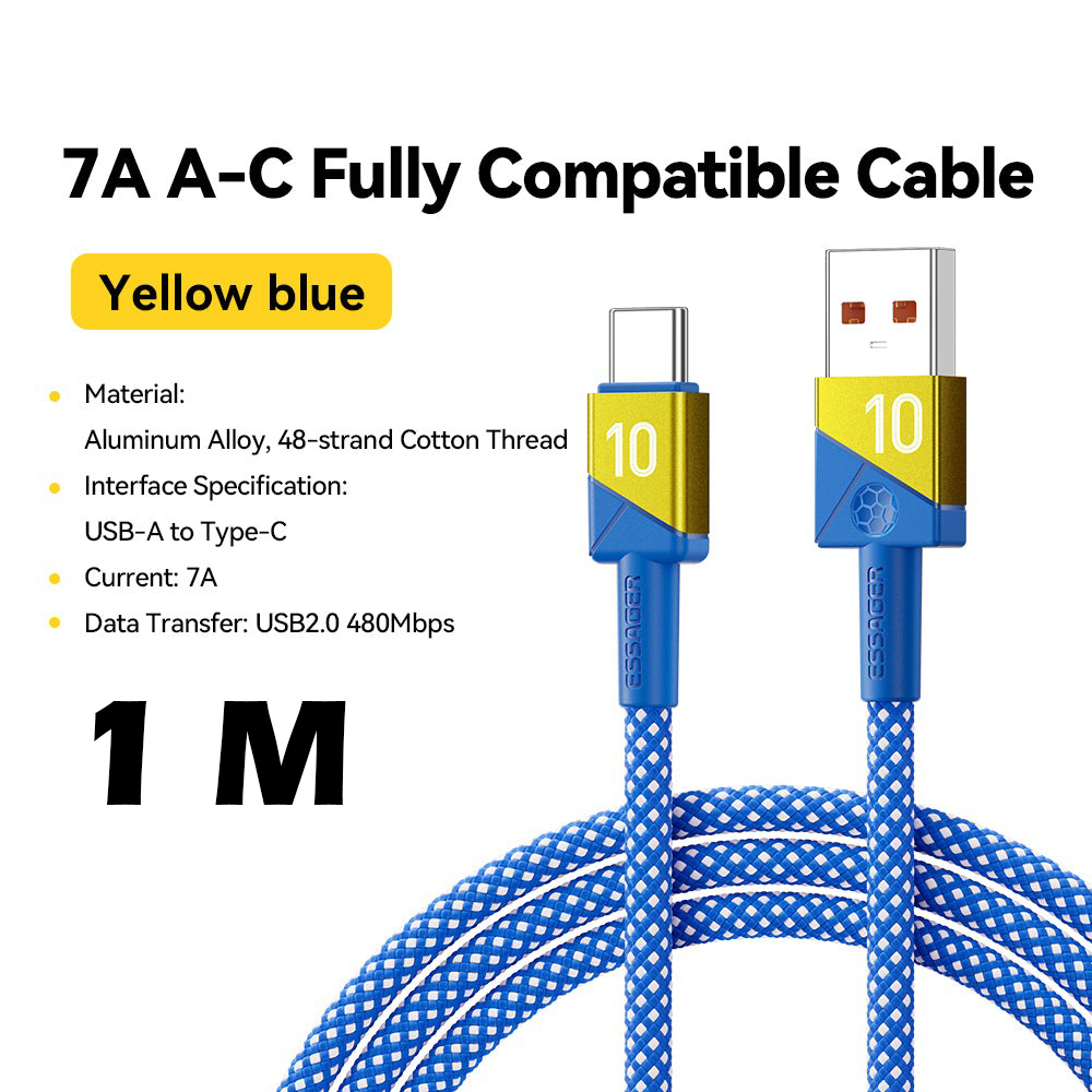Gambar produk ESSAGER Kabel Data USB Type A to Type C Multifungsi Fast Charging 7A 1M - EXCT-ZQ