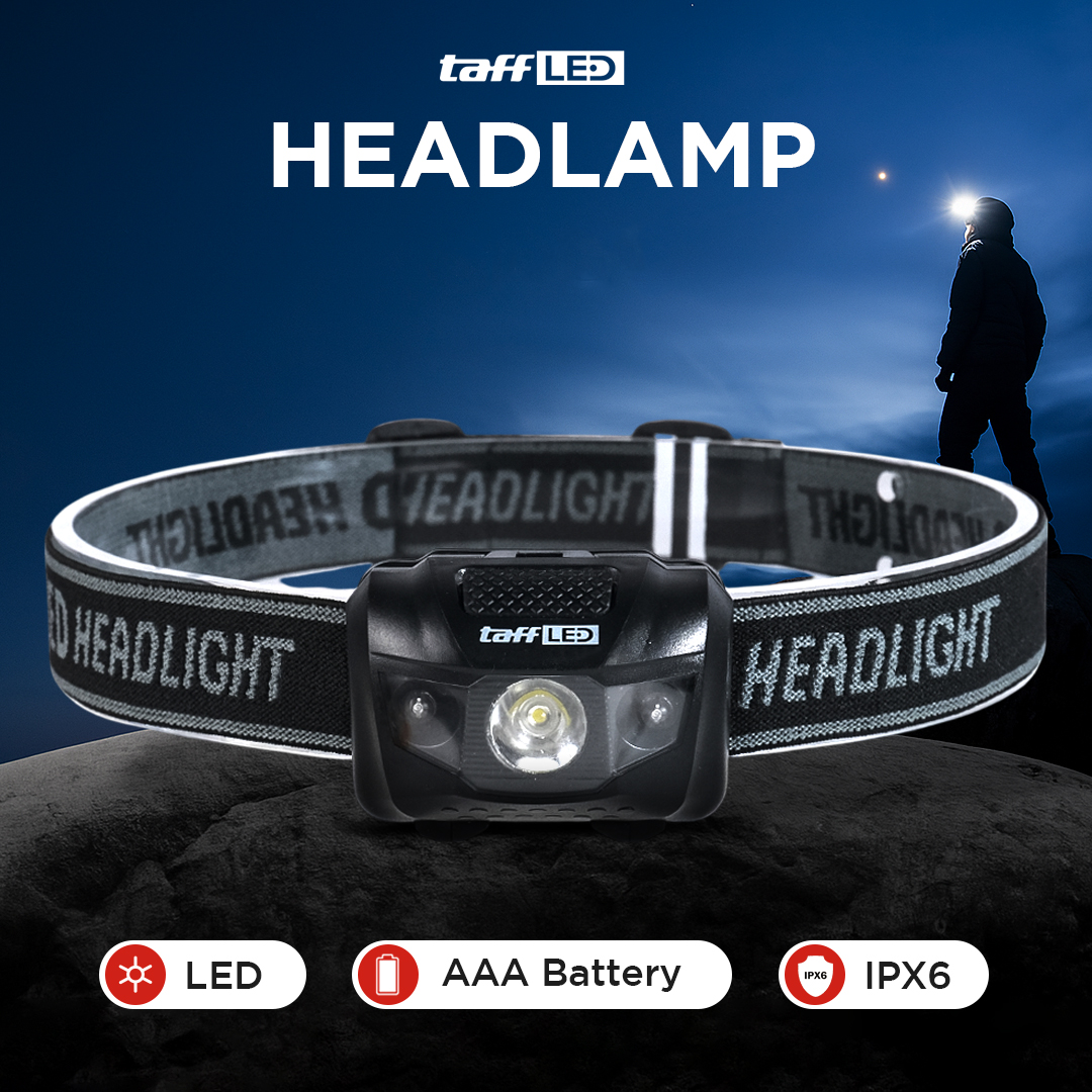 TaffLED Headlamp LED Outdoor Multifunction 3W Triple LED IPX6 - HE15 Gambar produk TaffLED Headlamp LED Outdoor Multifunction 3W Triple LED IPX6 - HE15