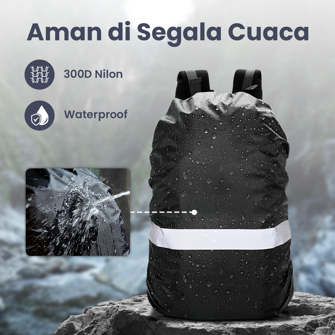 NEWBOLER Rain Cover Bag Waterproof Reflektor Jas Hujan Tas Ransel 25L - NB100 Gambar produk NEWBOLER Rain Cover Bag Waterproof Reflektor Jas Hujan Tas Ransel 25L - NB100
