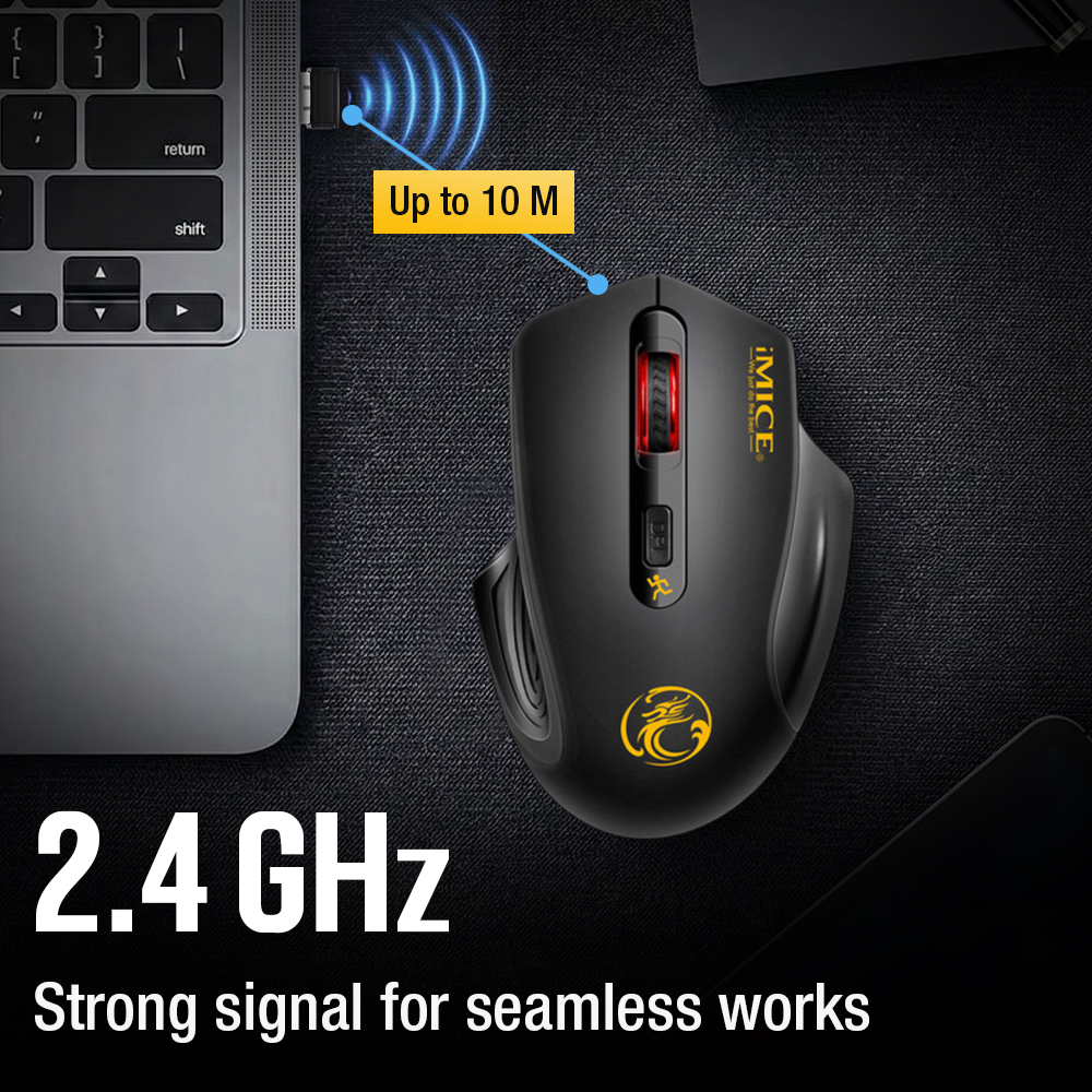iMICE Mouse Gaming Wireless Optical 2.4GHz Ergonomic 2000DPI Silent Version - G-1800 Gambar produk iMICE Mouse Gaming Wireless Optical 2.4GHz Ergonomic 2000DPI Silent Version - G-1800