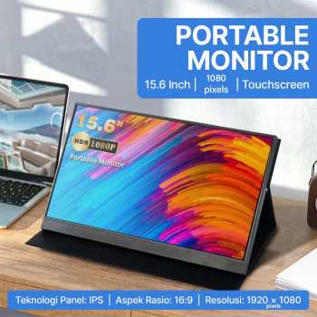 Taffware Portable Monitor Touchscreen 15.6 Inch IPS FHD 60Hz Type C - 1560MTSB