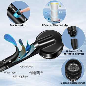 Gambar produk CAVIE Kepala Shower Mandi High Pressure 4 Mode Filter KDF PP - CV-4