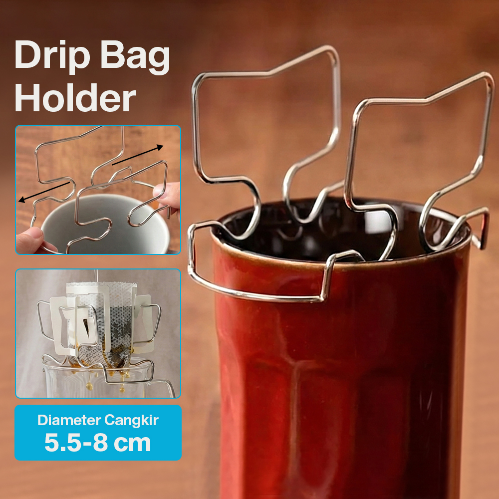 HOLDI Coffee Drip Bag Holder Kertas Penyaring Kopi Stainless Steel 304 - P-020 Gambar produk HOLDI Coffee Drip Bag Holder Kertas Penyaring Kopi Stainless Steel 304 - P-020