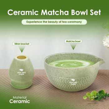 One Two Cups Matcha Set Kit Chawan Chasen Stand Ceramic 500ml 2 PCS - WS-502