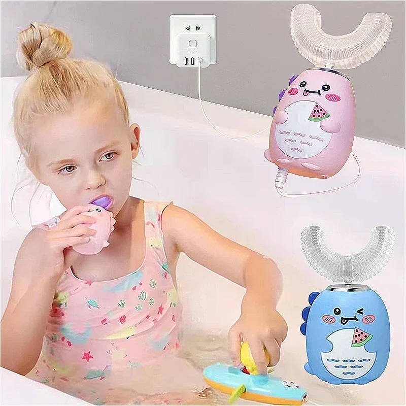 BRUSKID Sikat Gigi Elektrik Anak Karakter Getar U-Shaped Rechargeable - H480 Gambar produk BRUSKID Sikat Gigi Elektrik Anak Karakter Getar U-Shaped Rechargeable - H480