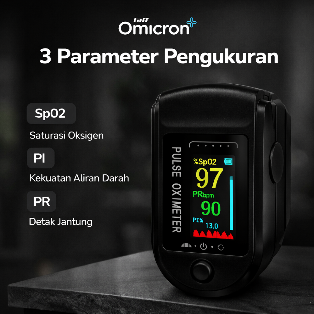 TaffOmicron Fingertip Pulse Oximeter Ukur Saturasi O2 Darah Gen 2 TFT - LK86 Gambar produk TaffOmicron Fingertip Pulse Oximeter Ukur Saturasi O2 Darah Gen 2 TFT - LK86