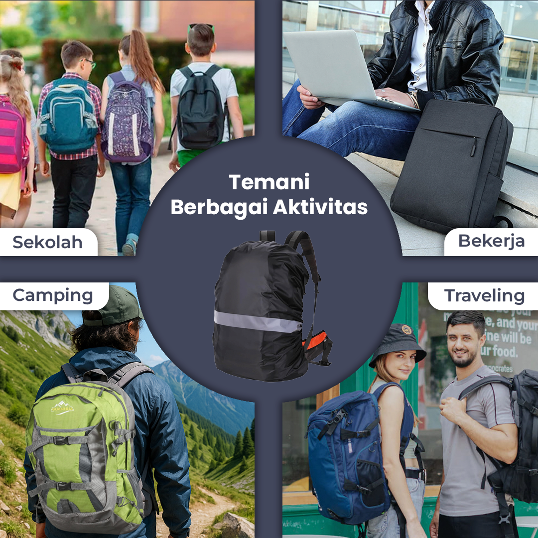 NEWBOLER Rain Cover Bag Waterproof Reflektor Jas Hujan Tas Ransel 25L - NB100 Gambar produk NEWBOLER Rain Cover Bag Waterproof Reflektor Jas Hujan Tas Ransel 25L - NB100