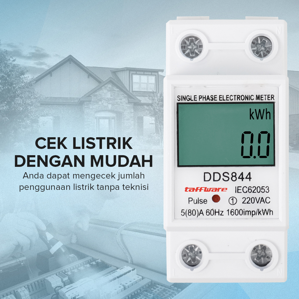 Taffware Meteran Listrik Digital Din Rail kWh Meter Single-Phase 220V - DDS844 Gambar produk Taffware Meteran Listrik Digital Din Rail kWh Meter Single-Phase 220V - DDS844