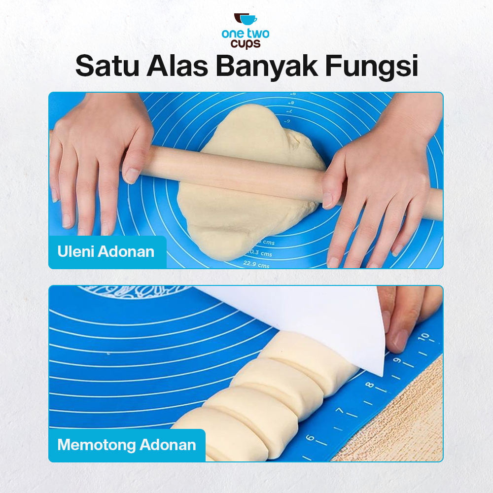 One Two Cups Alas Adonan Kue Fondant Silikon Baking Mat Anti Slip - JJ3873 Gambar produk One Two Cups Alas Adonan Kue Fondant Silikon Baking Mat Anti Slip - JJ3873