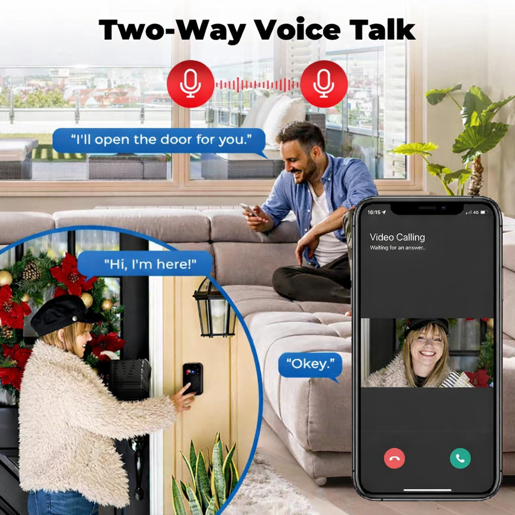 KEQUS Bel Pintu Kamera Video Doorbell WiFi Remote Intercom 400mAh - M6 Gambar produk KEQUS Bel Pintu Kamera Video Doorbell WiFi Remote Intercom 400mAh - M6