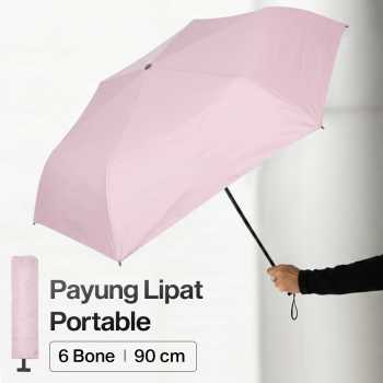FRRUIWEN Payung Lipat Buka Tutup Manual Full Blackout UV 6 Bone - F-6
