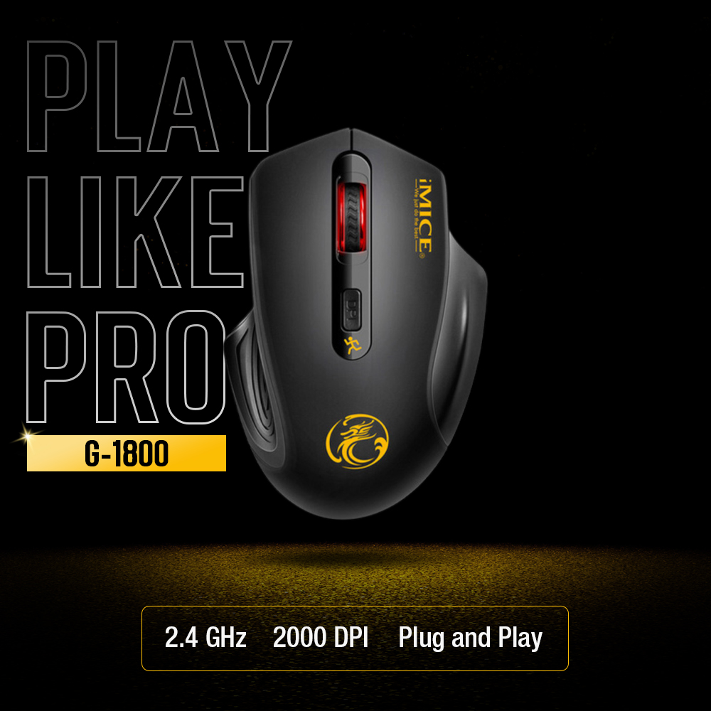 iMICE Mouse Gaming Wireless Optical 2.4GHz Ergonomic 2000DPI Silent Version - G-1800 Gambar produk iMICE Mouse Gaming Wireless Optical 2.4GHz Ergonomic 2000DPI Silent Version - G-1800