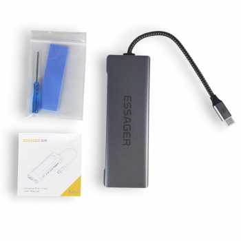 Gambar produk ESSAGER USB Hub Type C Adapter 8in1 USB 3.2 SD TF HDMI SSD PD 100W - ES-TA08
