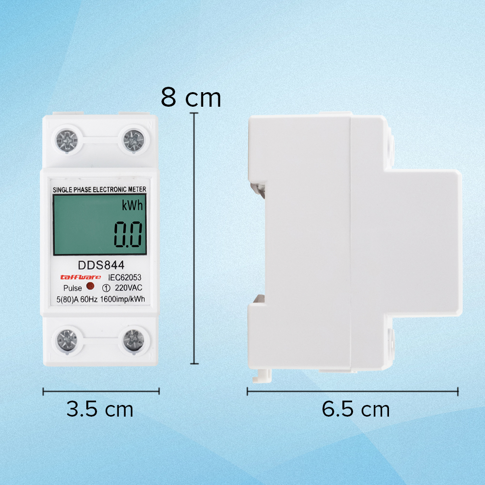 Taffware Meteran Listrik Digital Din Rail kWh Meter Single-Phase 220V - DDS844 Gambar produk Taffware Meteran Listrik Digital Din Rail kWh Meter Single-Phase 220V - DDS844