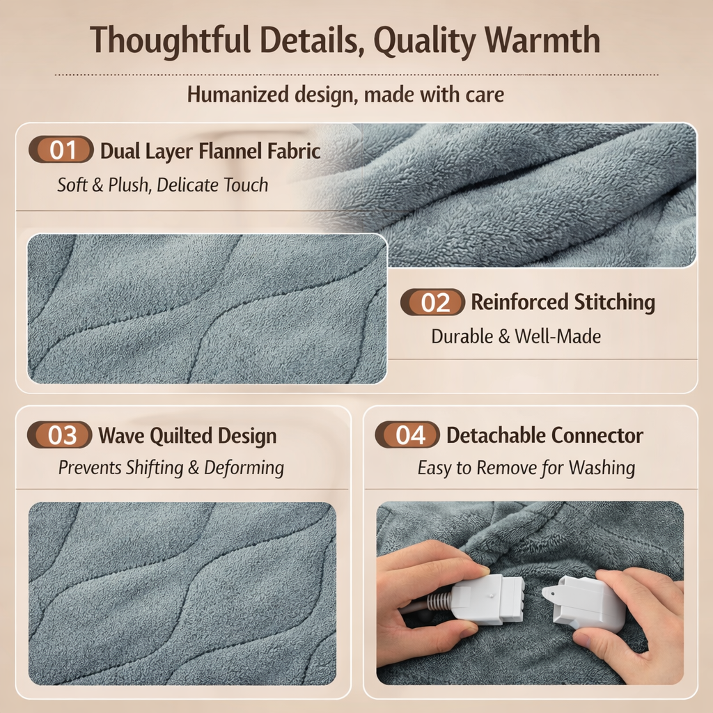 Qindao Selimut Elektrik Adjustable Temperature Timer 160x130cm 85W - TK160 Gambar produk Qindao Selimut Elektrik Adjustable Temperature Timer 160x130cm 85W - TK160