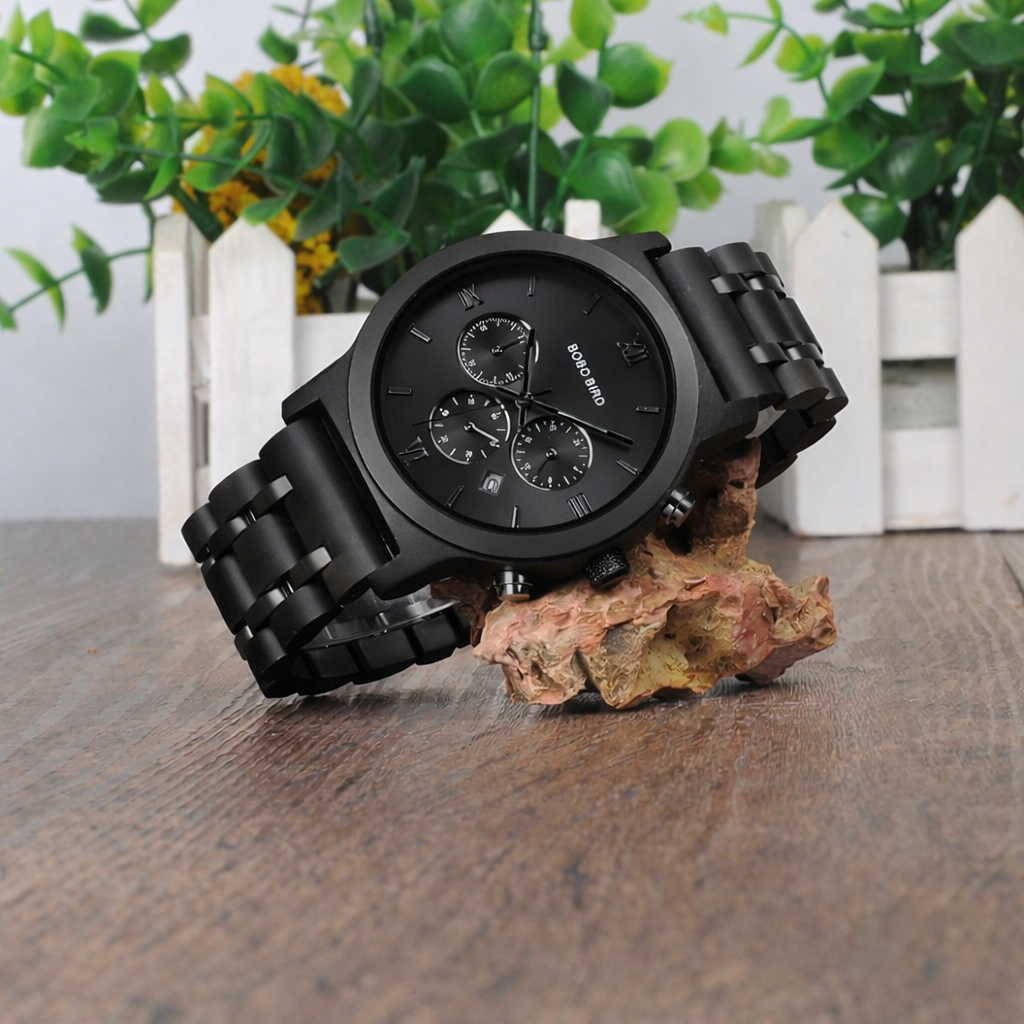 BOBO BIRD Jam Tangan Kayu Analog Pria - P19 Gambar produk BOBO BIRD Jam Tangan Kayu Analog Pria - P19