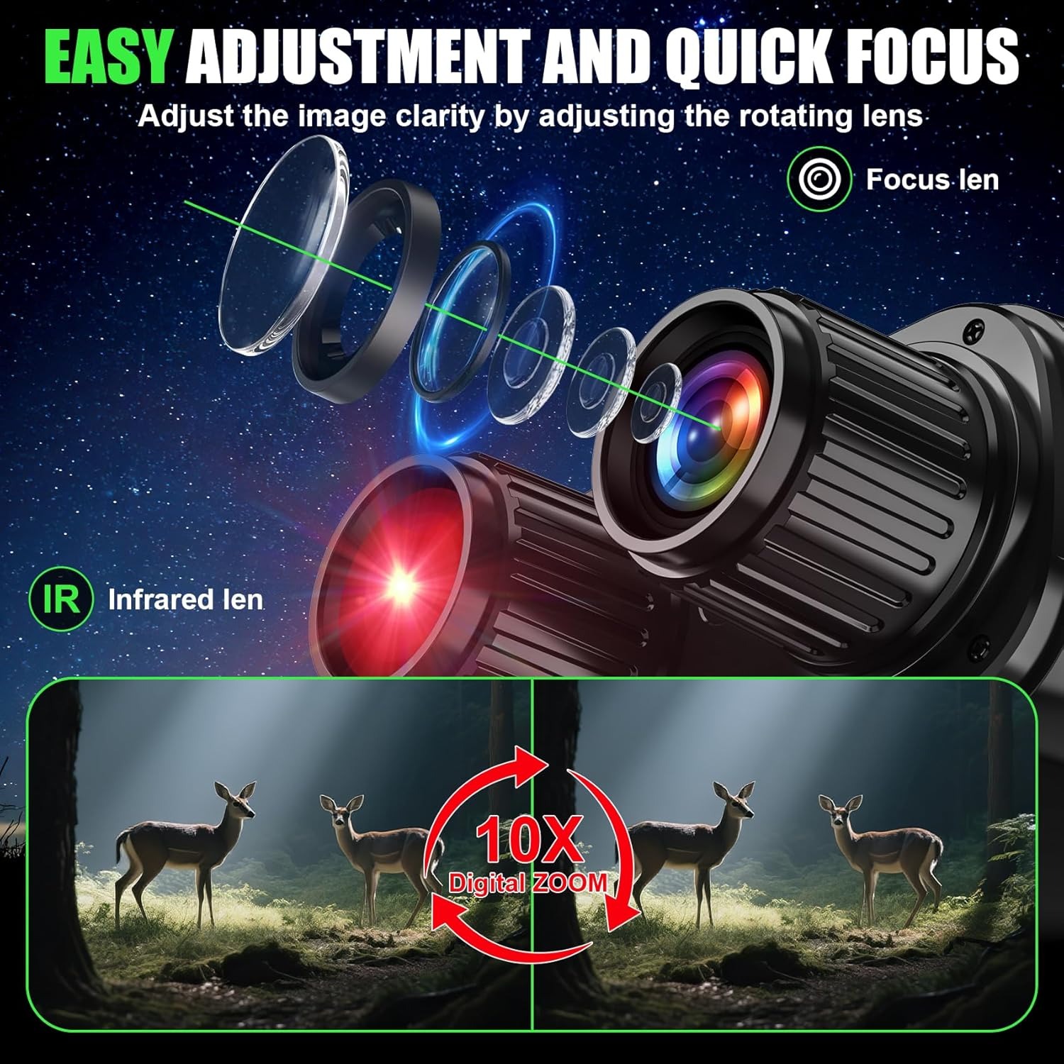 Inskam Teropong Binocular Night Vision 10x Zoom 2.8 Inch 2000mAh - R20 Gambar produk Inskam Teropong Binocular Night Vision 10x Zoom 2.8 Inch 2000mAh - R20