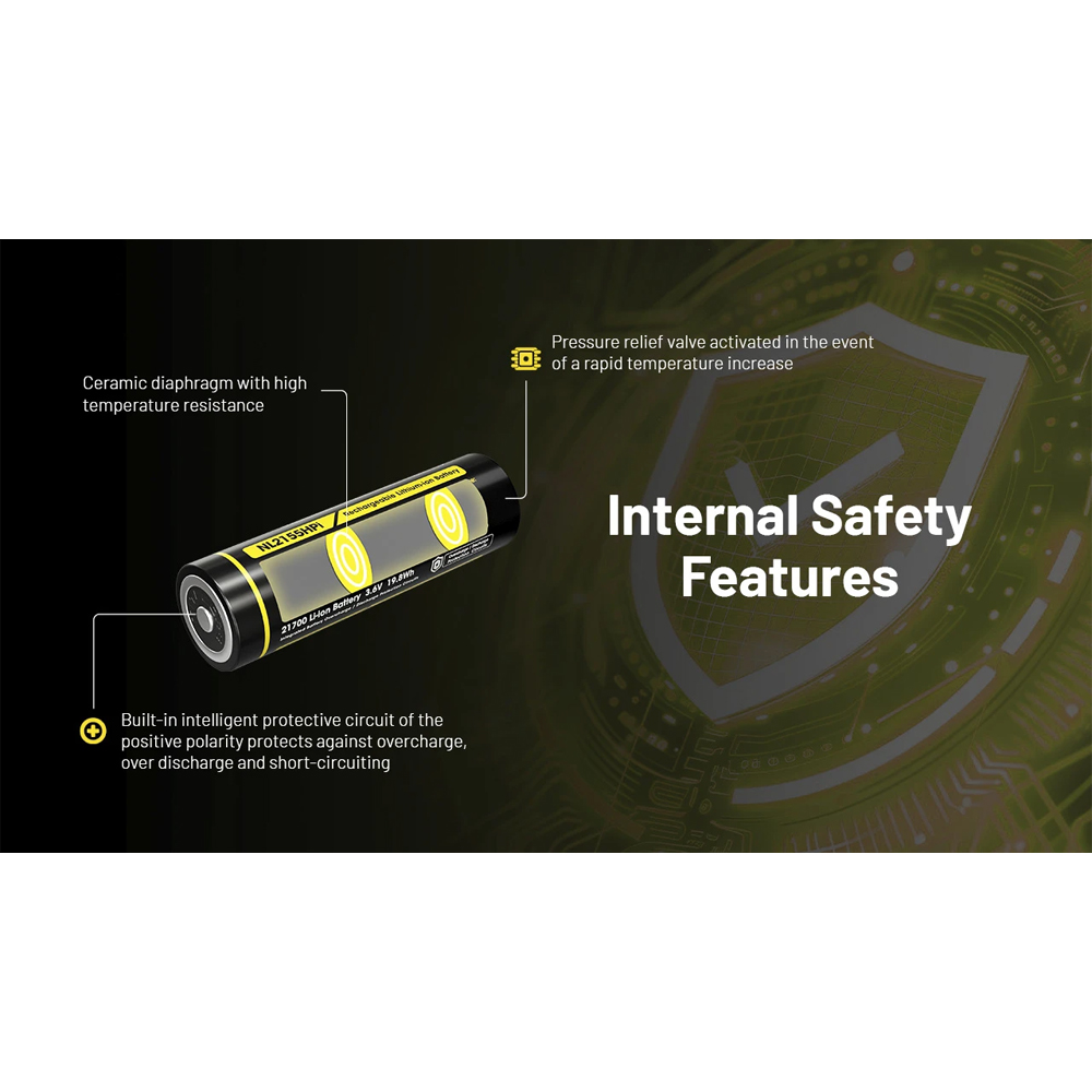 NITECORE Baterai Rechargeable 21700 3.6V 20A 5500mAh 1 PCS - NL2155HPi Gambar produk NITECORE Baterai Rechargeable 21700 3.6V 20A 5500mAh 1 PCS - NL2155HPi