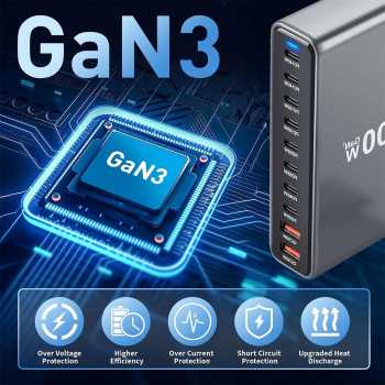 Gambar produk STONEGO Charger Station Fast Charging 10 Port USB Type C GaN3 800W - YMX-800W