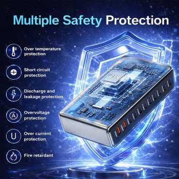 Gambar produk STONEGO Charger Station Fast Charging 10 Port USB Type C GaN3 1000W - YMX-1000W