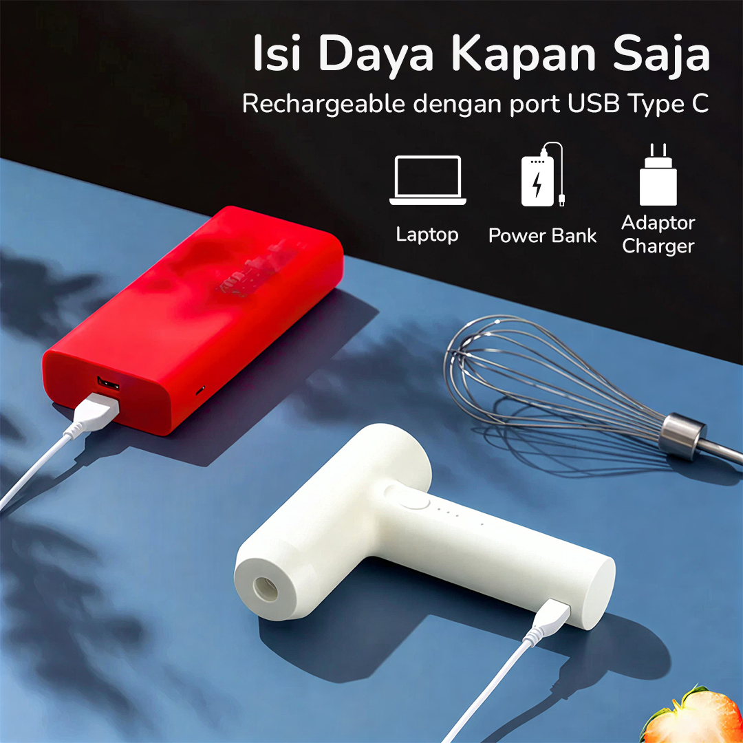 BTH Mixer Tangan Mini Electric Whisk Wireless Multi Function 2000mAh - BTH12 Gambar produk BTH Mixer Tangan Mini Electric Whisk Wireless Multi Function 2000mAh - BTH12