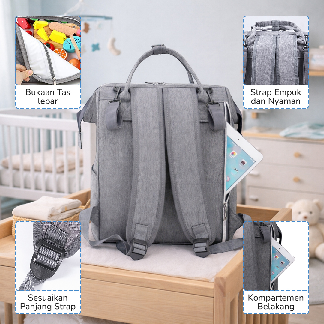 HAIRRY BABY Tas Ransel Perlengkapan Bayi Mummy Diaper Travel Bag - INU23 Gambar produk HAIRRY BABY Tas Ransel Perlengkapan Bayi Mummy Diaper Travel Bag - INU23