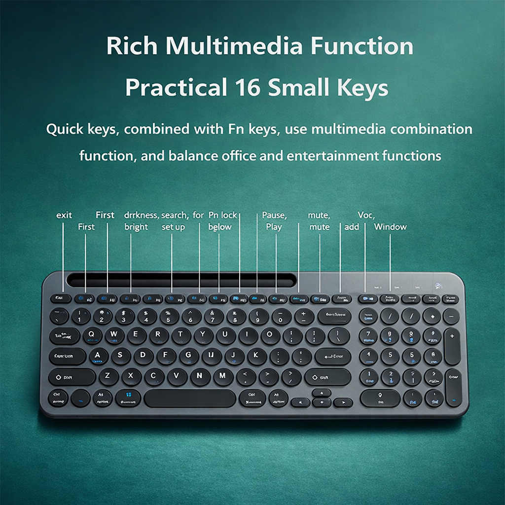 Gambar produk JOMAA Keyboard Dual Wireless Bluetooth 2.4G with Phone Stand Type C - MLD-570