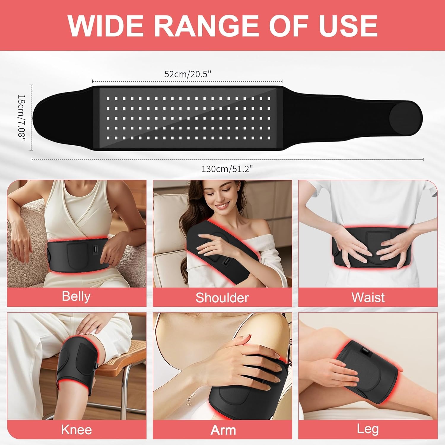 CIM Sabuk Terapi Red Light Belt Waist Wrap Pain USB 660nm 850nm - C-70 Gambar produk CIM Sabuk Terapi Red Light Belt Waist Wrap Pain USB 660nm 850nm - C-70