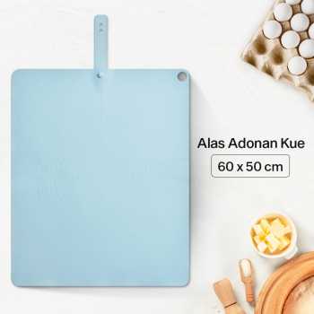 Huohou Alas Adonan Kue Fondant Silikon Baking Mat Anti Slip 600x500mm - HU0188 - Blue