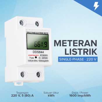 Taffware Meteran Listrik Digital Din Rail kWh Meter Single-Phase 220V - DDS844