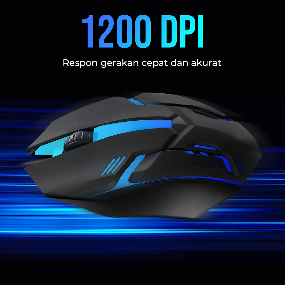 Taffware Mouse Gaming LED RGB 3D Optical 1200 DPI - S028 Gambar produk Taffware Mouse Gaming LED RGB 3D Optical 1200 DPI - S028