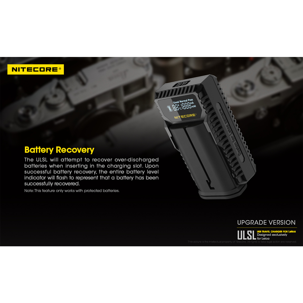NITECORE Charger Baterai 2 Slot Leica BP-SCL4 QC Digital Display - ULSL Gambar produk NITECORE Charger Baterai 2 Slot Leica BP-SCL4 QC Digital Display - ULSL