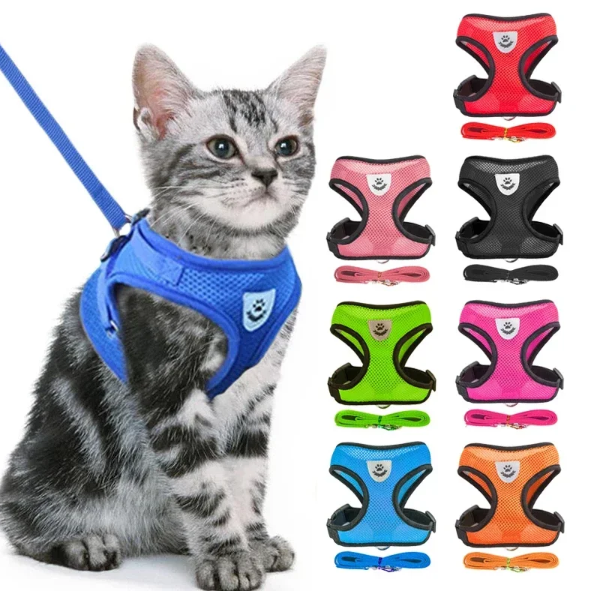 MOGPET Harness Kucing Rompi Vest Breathable Adjustable Cat Dog Harness - RP20 Gambar produk MOGPET Harness Kucing Rompi Vest Breathable Adjustable Cat Dog Harness - RP20