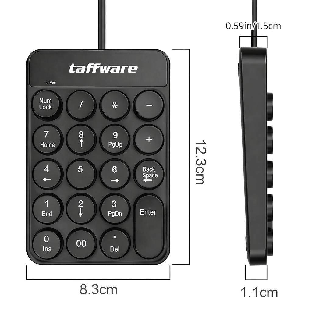 Taffware Keypad Numeric 19 Numpad Slim Mini Portable Wired - Q9 Gambar produk Taffware Keypad Numeric 19 Numpad Slim Mini Portable Wired - Q9